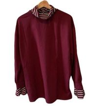 NWT  Maroon much turtleneck with stripped lining. SIZE M
