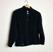 Black Lands’ End Chunky Fleece 1/4 Zip Jacket Size S VGUC