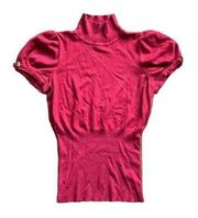 Express Sweater Red Knit Rayon Blend Mock Neck Pullover Buckle Sleeves Med