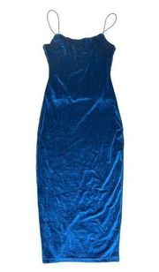 Dance & Marvel - Velvet Midi Slip Dress in Blue