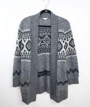 J. Jill boho nordic knit open front cardigan