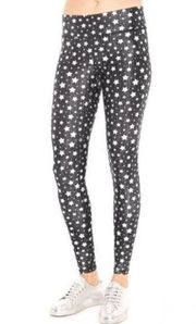 NEW NWT TEREZ Printed Tall Band Leggings Star Light Gray Full Length Medium M