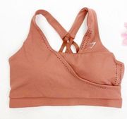 Gymshark NEW  Laser Cut Strappy Sports Bra Deep Blush Pink Terracotta