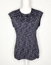 Nicole Miller Active Black & White Space Dyed Studio Tee Medium