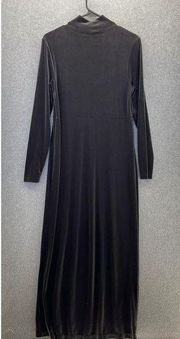 Jones New York Women's Long Maxi Dress Velvet Mock Neck Solid Gray Size Small