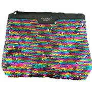 Victorias Secret Rainbow Sequin - Large Zipper Clutch/make-up bag