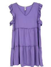 Zenana Babydoll Ruffled Tiered Dress Lavender Purple Ruffle Sleeves Size S