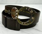 Chico's Brown Leather Hook Buckle Belt Size Small S Medium M Womens