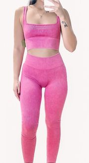 Boutique Pink High Waist Mineral Wash Seamless Gym Yoga Workout Set S/M