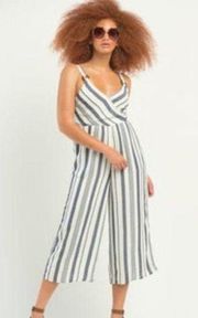 Dex White Indigo Striped Wrap Jumpsuit Romper Size Extra Large XL