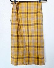 Daisy Street Yellow Plaid Wrap Front Skirt Size 4