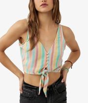 NWT O’Neill Zera Tank Top Tie Front V-Neck Lightweight Striped Juniors XXL