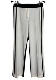 Trina Turk White Trousers with Back Stripes and Black Back Sz. 4