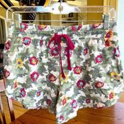 Pajama Shorts SOFT Camo Floral Elastic Drawstring Womens Small