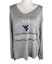 West Virginia University Womens Top Sweater Brushed Gray Pullover S New