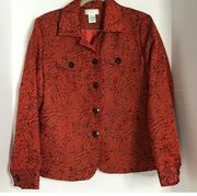 Laura Ashley Womens Red Black 4 Piece Button Up Collared With Pockets Blazer PS