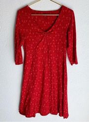 Toad & Co Rosalinda Dress Red Geometric Pattern Sz Medium