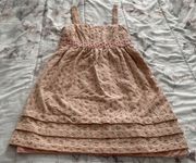 Pale Pink Crochet Detailing A-line 100% Cotton Lined Mini Dress, size 0