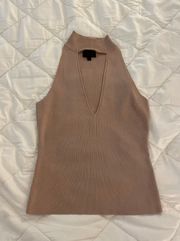 Sleeveless Tan Cut Out Turtleneck