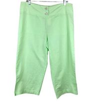 New Fresh Produce Linen Cotton Breezy Capri Pants Green L