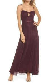 Jill Jill Stuart Eliza Lace Slip Gown w/ Cutout Front in Purple 0