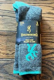 2pr Browning Wool Blend Socks Heathered Gray and Aqua