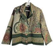 Vintage Size M Tapestry Floral Crop Blanket Jacket Well Worn Art Vintage Boxy