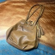 Lucky Brand Brown Leather Hobo Bucket Bag Carmel tan brown