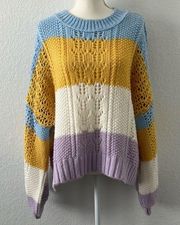 ASOS Fluffy Yarn Striped Open Stitch Sweater