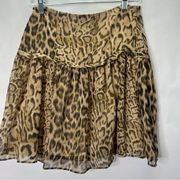 Express Leopard Print Chiffon Pleated Mini Skirt