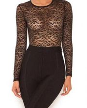 House of CB Carmine Black Lace Bodysuit Top XS