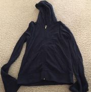Navy blue zip up jacket never worn with text