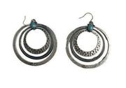 Vintage Y2k Lucky Brand Drop Earrings Silver Turquoise Western Jewelry