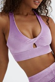 Purple Velour Sports Bra And Legging Set