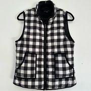 STACCATO Checkered Plaid Black and White Full Zip Vest Women's Size medium