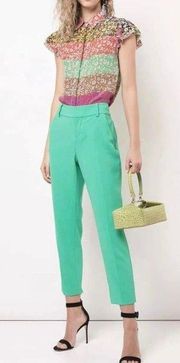 Alice + Olivia Stacey Slim Tapered Trousers Pants in Green Size 4