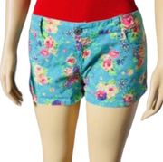 Wallflower Womens Floral Shorts Size 7 Juniors Green Pink Yellow Roses pocket