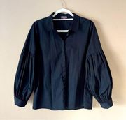 VINCE CAMUTO | Black Lantern Sleeve Button Down Blouse Sz M