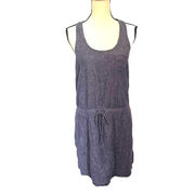 LOU & GREY Linen Blend Chambray Jumper Dress Size Medium Blue Sleeveless