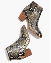 Madewell • The Rosie Ankle Boot in Snake Embossed Leather Moonstone Multi heeled