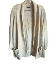 Wool Cashmere Cream Pocket Open Front Cardigan