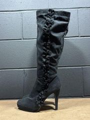 Anne Michelle Strut Black Knee High Stiletto Heel Boots Sz 9