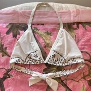 y2k vintage victoria’s secret white embroidered bikini top 