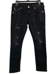 True Religion Black Jeans | Boyfriend Single Needle Destroy | Size 25