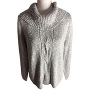 Sag Harbor Missy Grey Metallic Turtleneck Pullover Long Sleeve Sweater