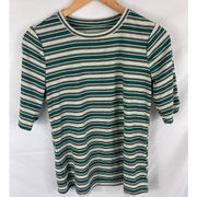 Nine West Soft Spun Metallic Stripe Tshirt Size XS