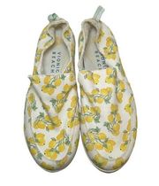 Vionic Beach Malibu Slip On Shoes Lemons Canvas Women's 8.5 Sneaker Loafer