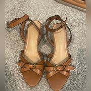 Gibson Latimer Gianna Brown Leather Kitten Heel Sandals