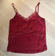 Soprano Lace Trim Satin Camisole Small Red