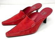 DONALD J PLINER red suede mules slides, made in Spain, size 8.5